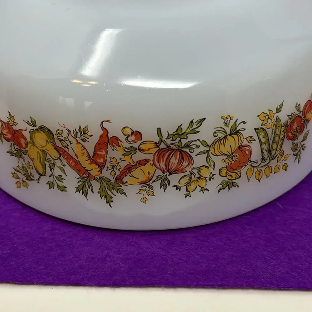 Vintage Anchor Hocking White Harvest Vegetable1 Quart Casserole Dish